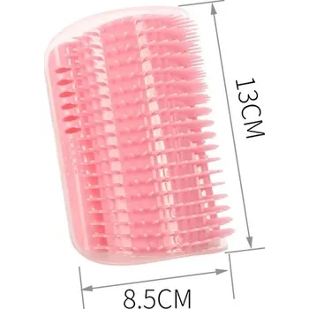 Péče o srst a drápky Masážní hřeben pro kočky se škrábadlem - růžový