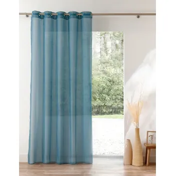 Blancheporte Jednobarevný voálový závěs s transparentními očky tyrkysová 300x240 cm