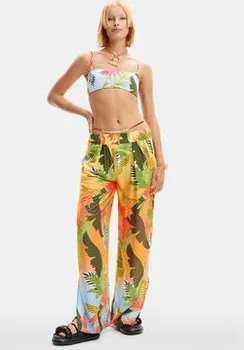 Dámské kalhoty Desigual Kalhoty z materiálu Tropical Party 24SWMW21 Barevná Loose Fit M