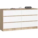 Komoda K140 6SZ sonoma/bílá