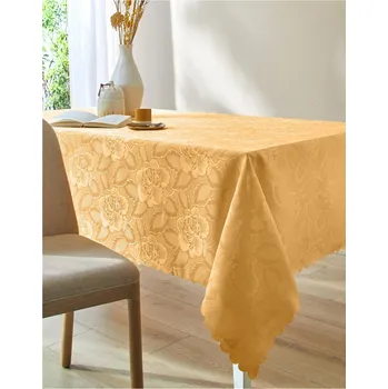 ubrus Blancheporte Žakárový ubrus s motivem květin žlutá napron 50x150 cm