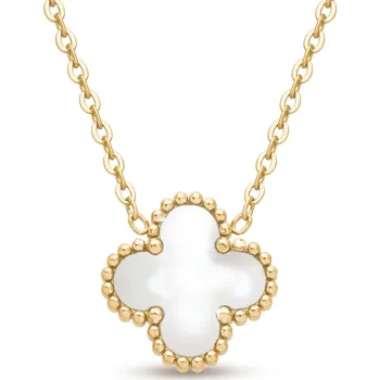 Řetízek Ellami SOFIA 2140-2 Pozlacený řetízek z chirurgické oceli, perleťově bílá kytka Ellami