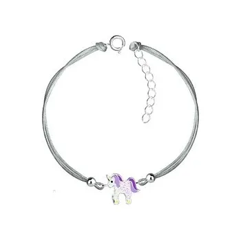 Náramek Sylviene Dětský šňůrkový náramek UNICORN Grey Šedá