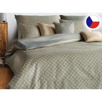 Povlečení Damaškové povlečení EXCELLENT 2x 70x90, 220x200 GRACE Listy sasanek šedožluté