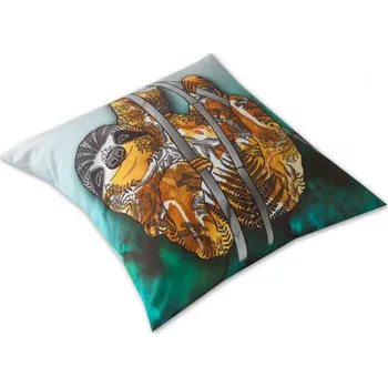 Povlak na dekorativní polštářek Luxusní saténový povlak na polštář 40x40 GEON Africké léto Lenochod