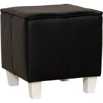 Taburet Kožený taburet AS, černá (K-70/nohy bílá)