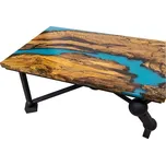 Konferenční stůl PLANETÁRIUM ze špaltovaného buku a fluorescenční epoxidové pryskyřice 96x59