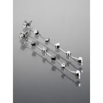 Náušnice Prosperk Visací stříbrné náušnice s řetízkem s krystalky z chirurgické oceli S1384