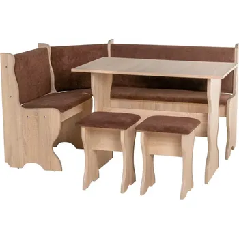 Jídelní set rohový jídelní komplet Thomas, šedý potah / bílá