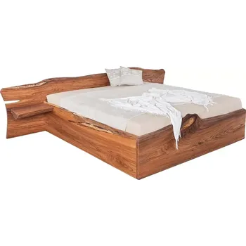 Postel Masivní designová postel ELBIANA s úložným prostorem z jilmového dřeva, 200x160