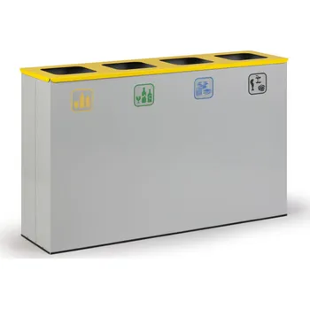 B2B Partner Koš na tříděný odpad 4x 50 l, stojan na odpadkové pytle, šedá/žlutá