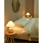 Sada 2 stolních lampiček bílá a šedá keramická základna skládaný syntetický odstín noční stolní lampička Beliani