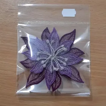 umělá květina Vyšívaná ozdoba vánoční hvězda fialová 02