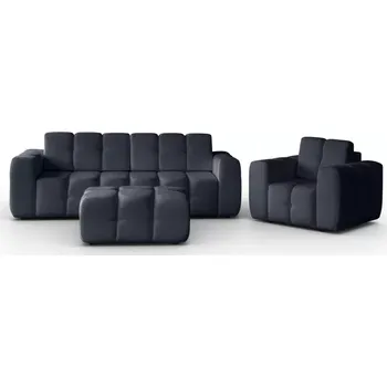 Sedací souprava Sedací souprava Bona 3+1+taburet, černá (raven 18)