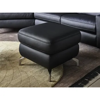 Taburet Kožený taburet PRISMA Kůže Černá