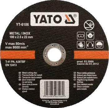 Yato Kotouč na kov 180 x 22 x 1,5 mm INOX