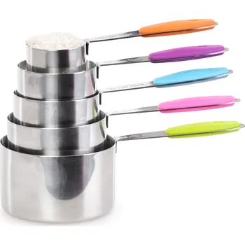 HRNKOMĚRKY | sada 5 nerezových odměrek | Barevné rukojeti pro odměřování na hrnky Dedra