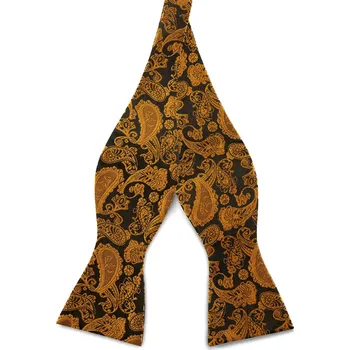 Motýlek Zlatohnědý hedvábný vázací motýlek se vzorem paisley - Bohemian Revolt