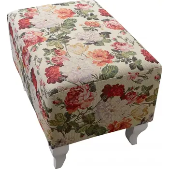 Taburet Taburet Royal, béžová květy (vzor MIL16870/bílé)