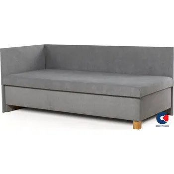 Postel Postel Leo s čely, 90x200, Levá, šedá (A55, 90cm, deska/ella, noha E)