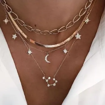 Náhrdelník Prosperk Řetízek náhrdelník s přívěsky zlatý - souhvězdí S5227