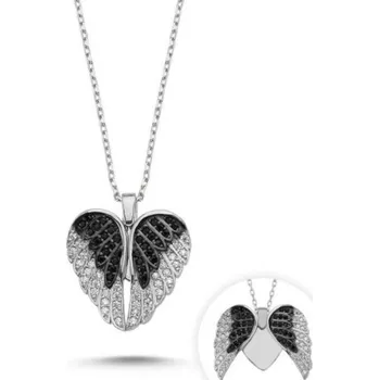Řetízek Prosperk Luxusní stříbrný přívěsek otevírací andělská křídla s řetízkem černá S3835