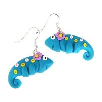 Náušnice Fimos Fimo chameleoni S5361