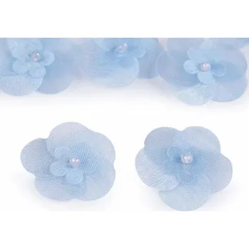 Gadget Monofilový květ s korálkem Ø25 mm modrá sv. 10 ks