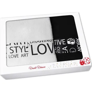 Sada ručníků a osušek Vánoční sada ručníku a osušky NORA TISK Písmo černé/bílé