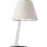 FARO BARCELONA Stolní lampa Moma s textilním stínidlem, bílá - Ø stínidla 13 cm, výška stínidla 18 cm, noha 17 x 12 cm bílá, chrom 1 x 60 W - Doprava zdarma