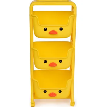 úložný prostor na hračky KAČENKA | 3patrový regál s hlubokými boxy | dětský úložný boxový regál ve tvaru kačenky | výška 94 cm Dedra