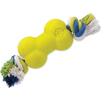 Hračka pro psa DOG FANTASY hračka strong foamed kost guma s provazem 8,8 cm