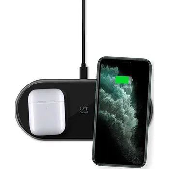 iWant 2v1 bezdrátová nabíječka vesmírně šedá