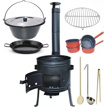 kotlíky Kotlíkový set Párty 3 v 1 smalt 39 FULL s nerez poklicí (gulášová souprava pro zahradní sešlost)