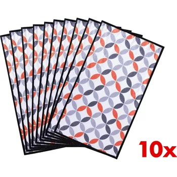 Utěrka GoEco NEPAPÍR® | Pratelné ultrasavé textilní kuchyňské utěrky 10 ks 20 x 35 cm, červený ORNAMENT Dedra