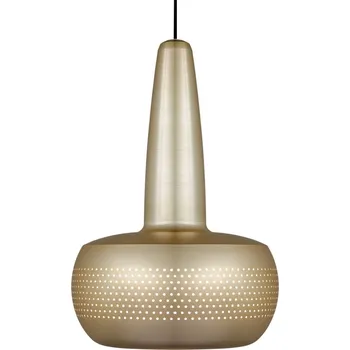 UMAGE Clava závěsné světlo mosaz, koule černé - délka textilního kabelu 250 cm, baldachýn - Ø 12 cm, výška 12 cm kartáčovaná mosaz, černý 1 x 15 W LED - Doprava zdarma