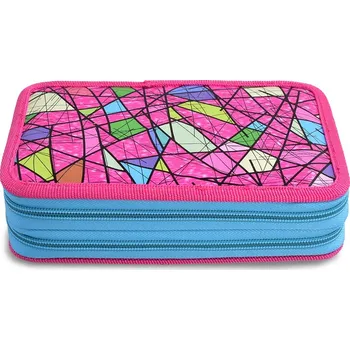 Penál PENÁL dvoupatrový růžový geometric