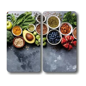 Kuchyňský nůž KESPER Multifunkční skleněná deska 2ks, motiv Zdravé vaření 50 x 28,5 x 0,7cm