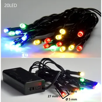 Vánoční dekorace Světelný řetěz 20 LED barevný mix multicolor vnitřní 3 m na baterie