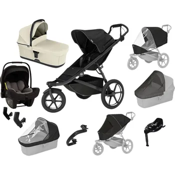 Kočárek Luxusní set Thule Urban Glide 3 black + korba Soft Beige + pláštěnka + moskytiéra + madlo + pláštěnka na korbu + moskytiéra na korbu + PIPA™ next caviar
