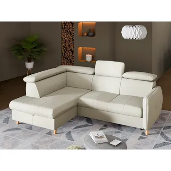 Sedací souprava Malá kožená rohová rozkládací sedací souprava LUGO s nastavitelnými opěrkami hlavy Levý roh