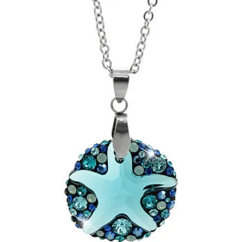 Módní doplněk JSB bijoux s.r.o. Ocelový náhrdelník s kamenem ve tvaru hvězdice doplněný krystaly Swarovski Indicolite