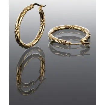 Náušnice Prosperk Náušnice kroužky z oceli zlaté kroucené S1351