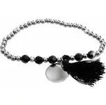 JSB bijoux s.r.o. Kuličkový náramek z bižuterní slitiny se střapcem a s korálky Swarovski Jet