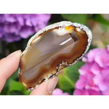 Přírodní kámen Achát plátek hnědý z Brazílie 19g