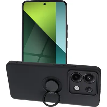 Pouzdro na mobilní telefon Silicone RING Case pouzdro 3v1 pro Xiaomi RedMi NOTE 13 PRO 5G černé