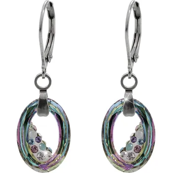 Módní doplněk JSB bijoux s.r.o. Ocelové náušnice klapky šikmo osázený malý ovál Swarovski Vitrail Light