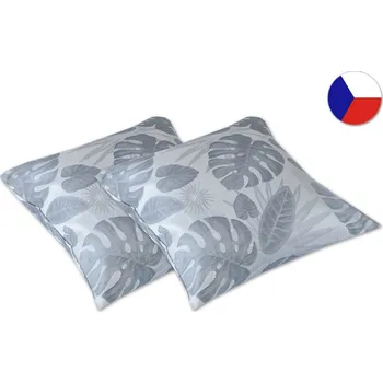 Dekorativní polštářek Damaškový dekorační polštářek 40x40 EXCELLENT DIAMANT Listy monstera šedé