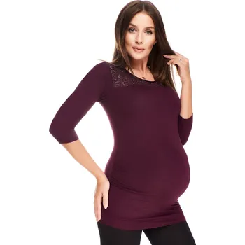 Elegantní těhotenské tričko Trim s krajkou švestkové Velikost: M