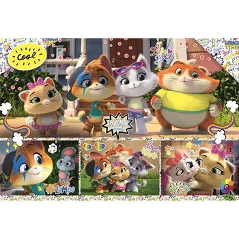 Puzzle TREFL 44 koček: Tým skvělých kamarádů 100 dílků
